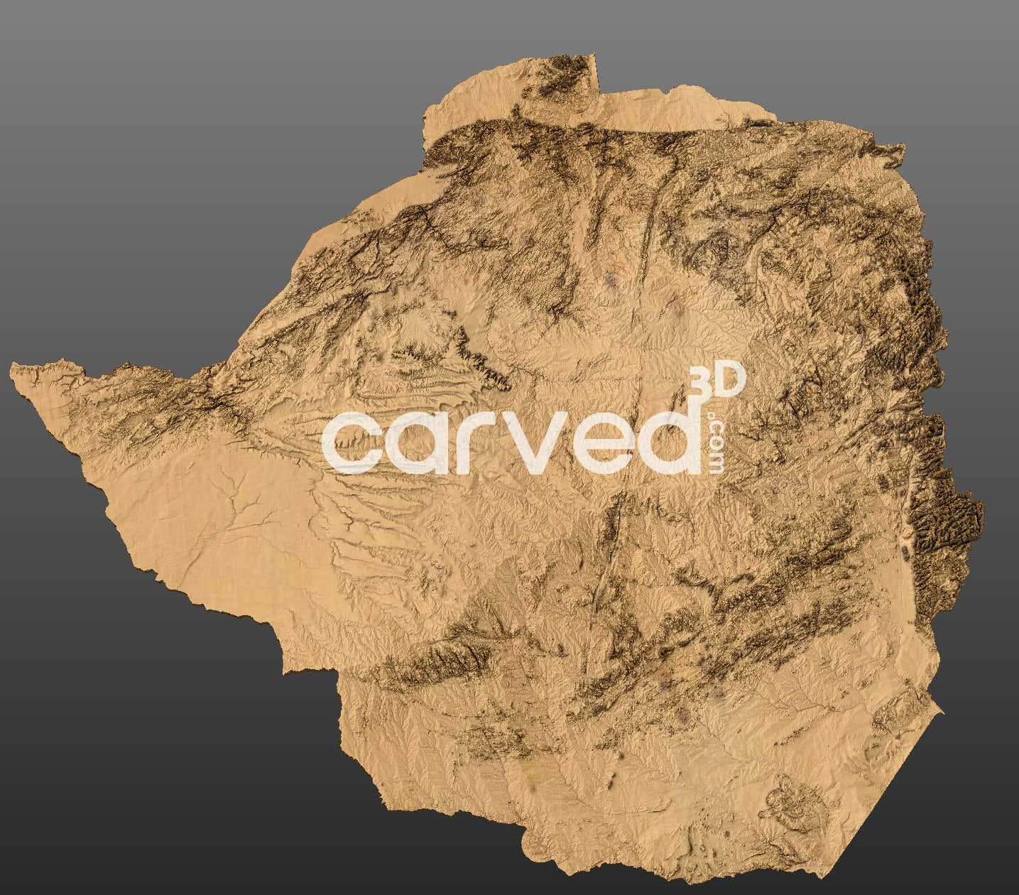 Zimbabwe 3D Map STL High Quality topographical HD model