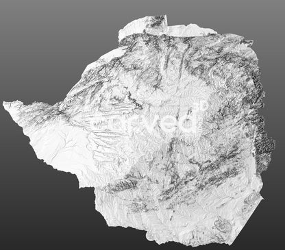 Zimbabwe 3D Map STL High Quality topographical HD model