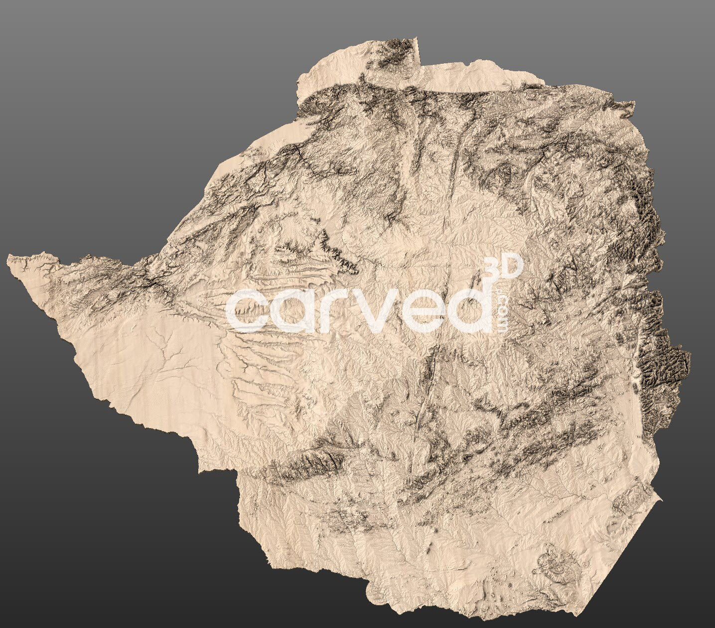 Zimbabwe 3D Map STL High Quality topographical HD model