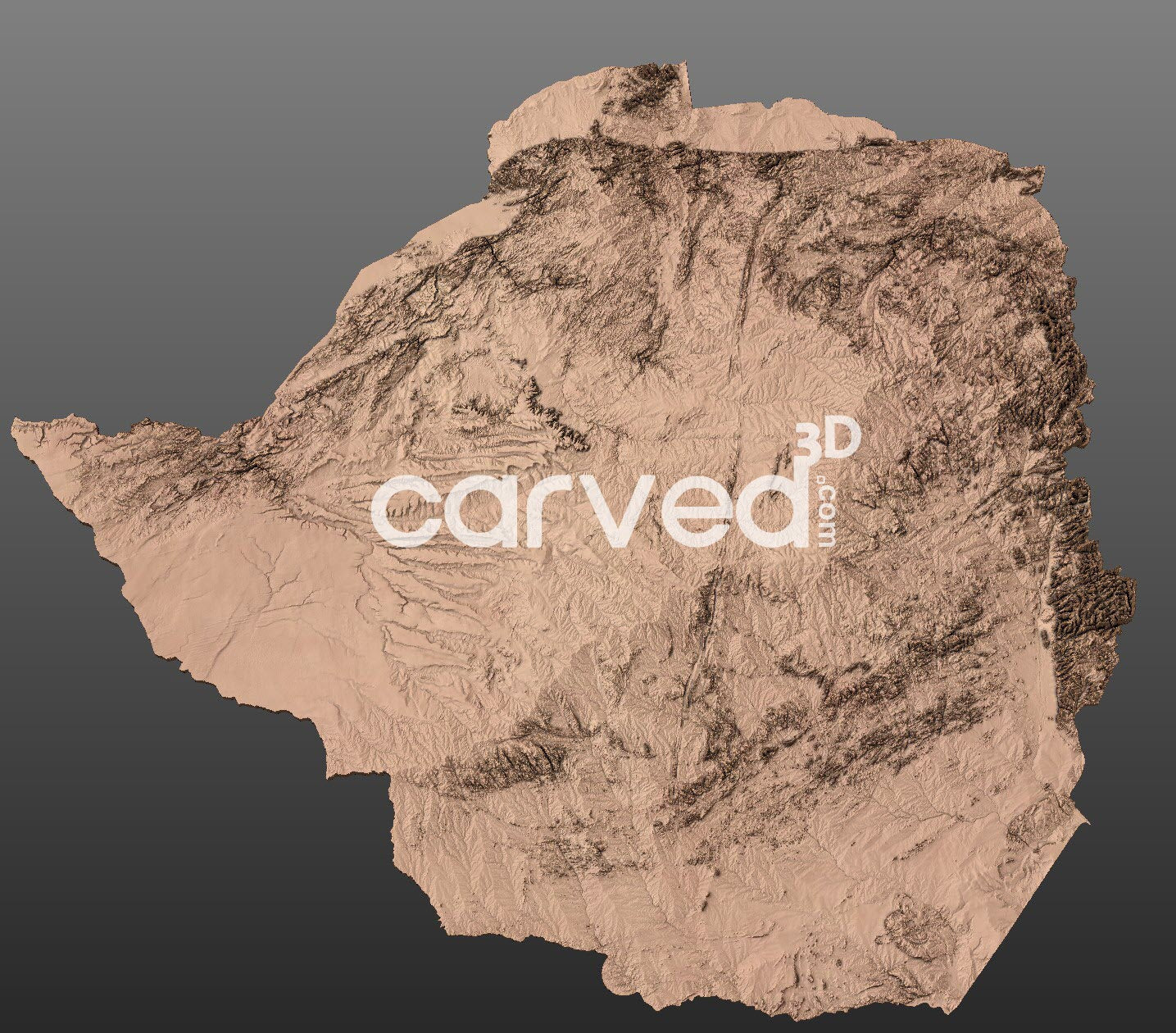 Zimbabwe 3D Map STL High Quality topographical HD model