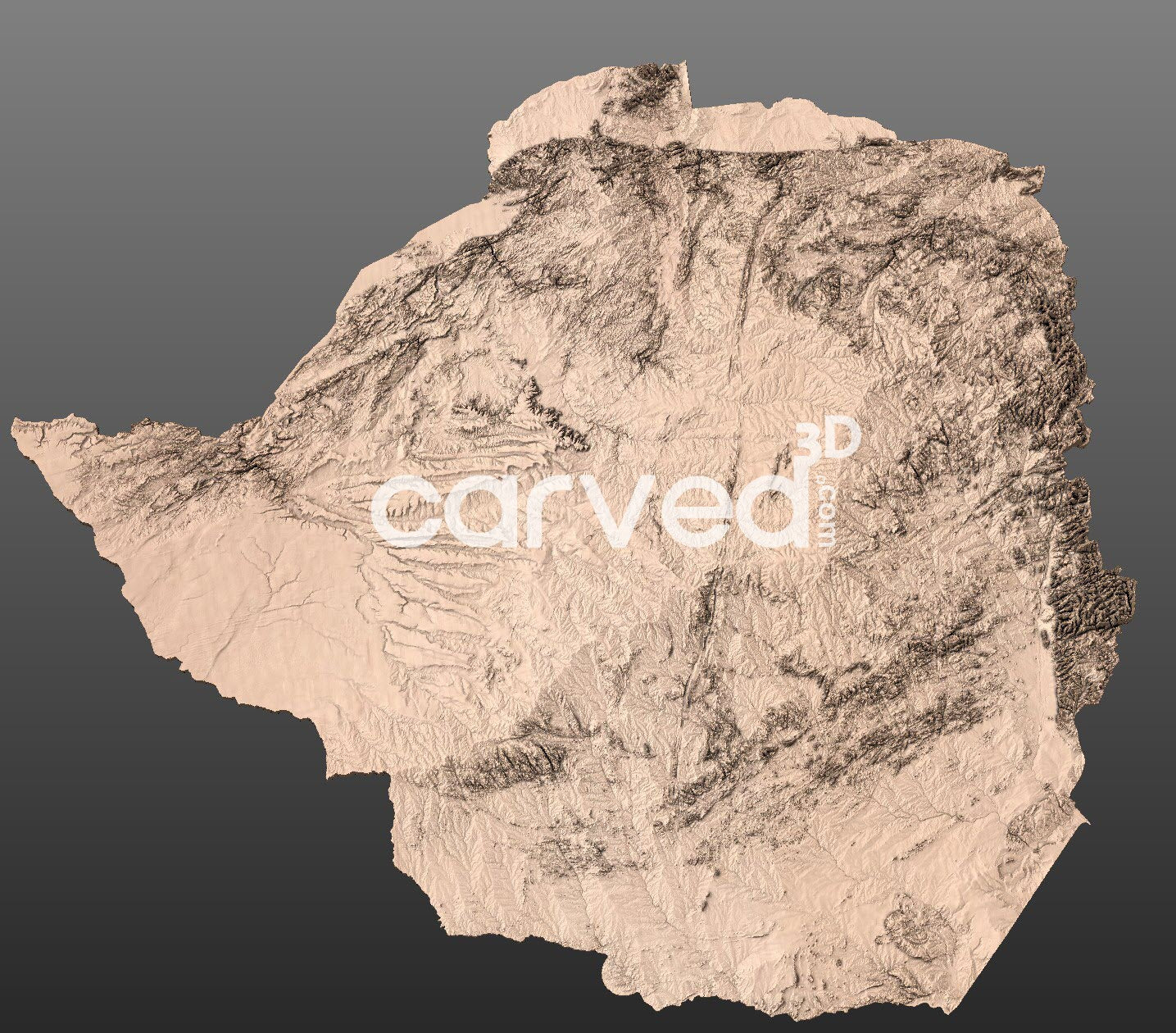 Zimbabwe 3D Map STL High Quality topographical HD model